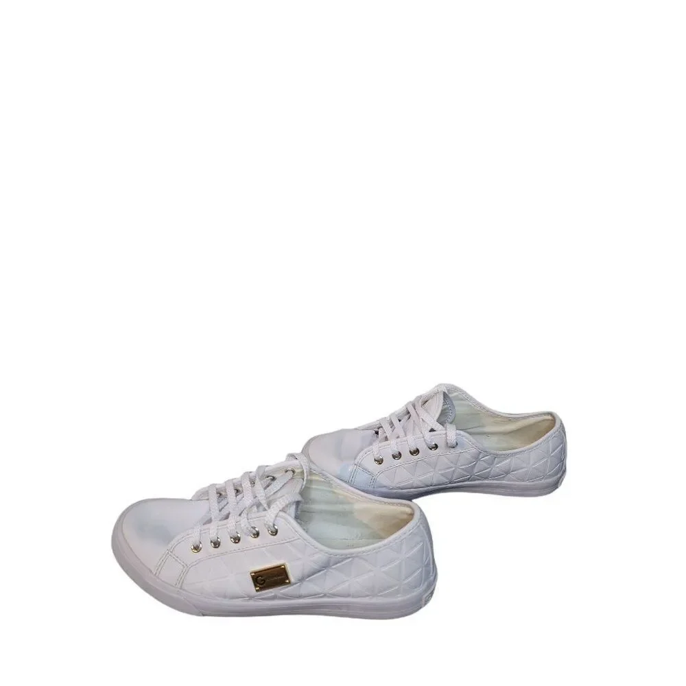 G By Guess Backer 2 Sneakers Women Sz‎ 8M White Lace Up Designer Boho